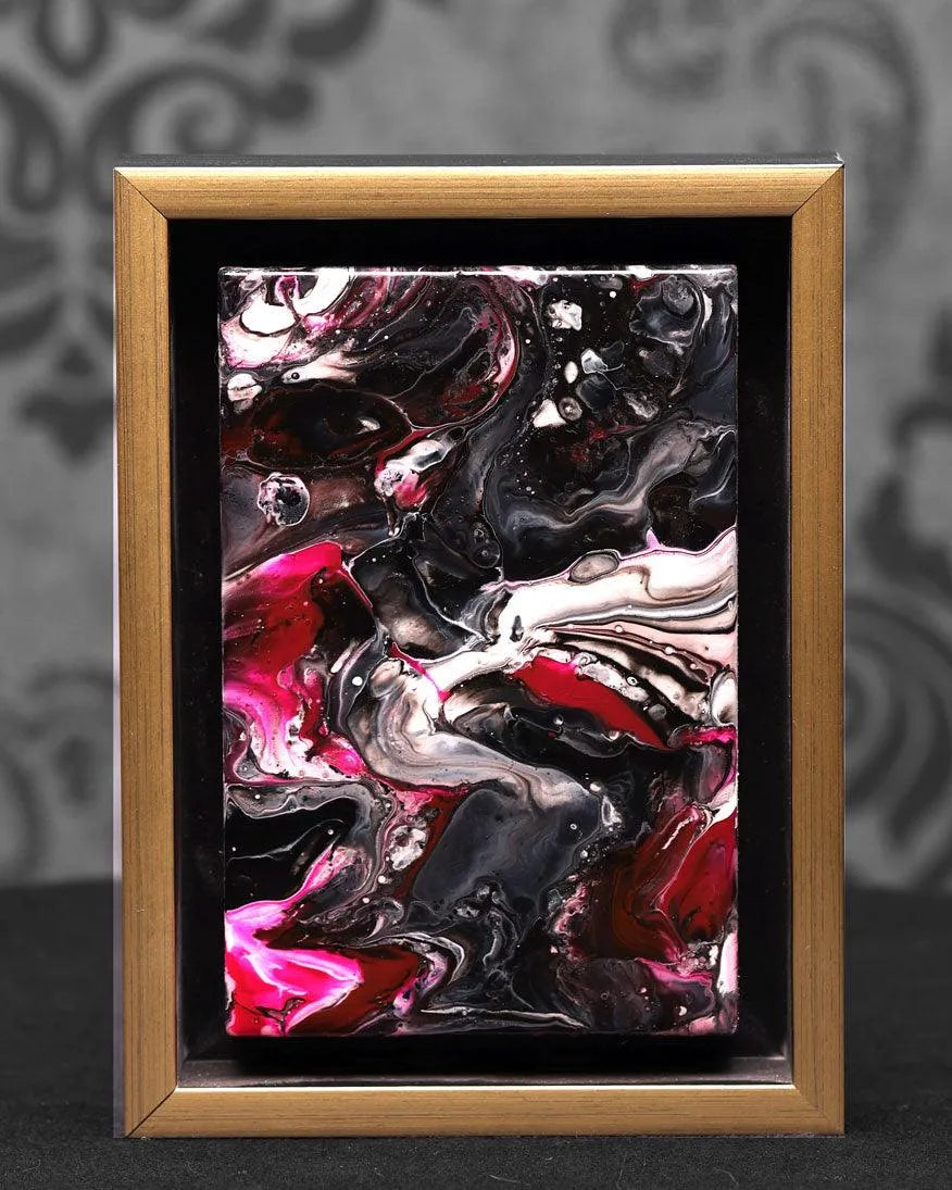 Abstraktes Acryl-Pouring | Schattenfuge - Pixel Cafe Cologne Acryl Pouring, Acrylbild, Acrylmalerei, Art, Braun, Floral, Gelb, Geschenkartikel, Giesstechnik, Gold, Holz, Kunst, Pouring, Rot, Schwarz, Unikat