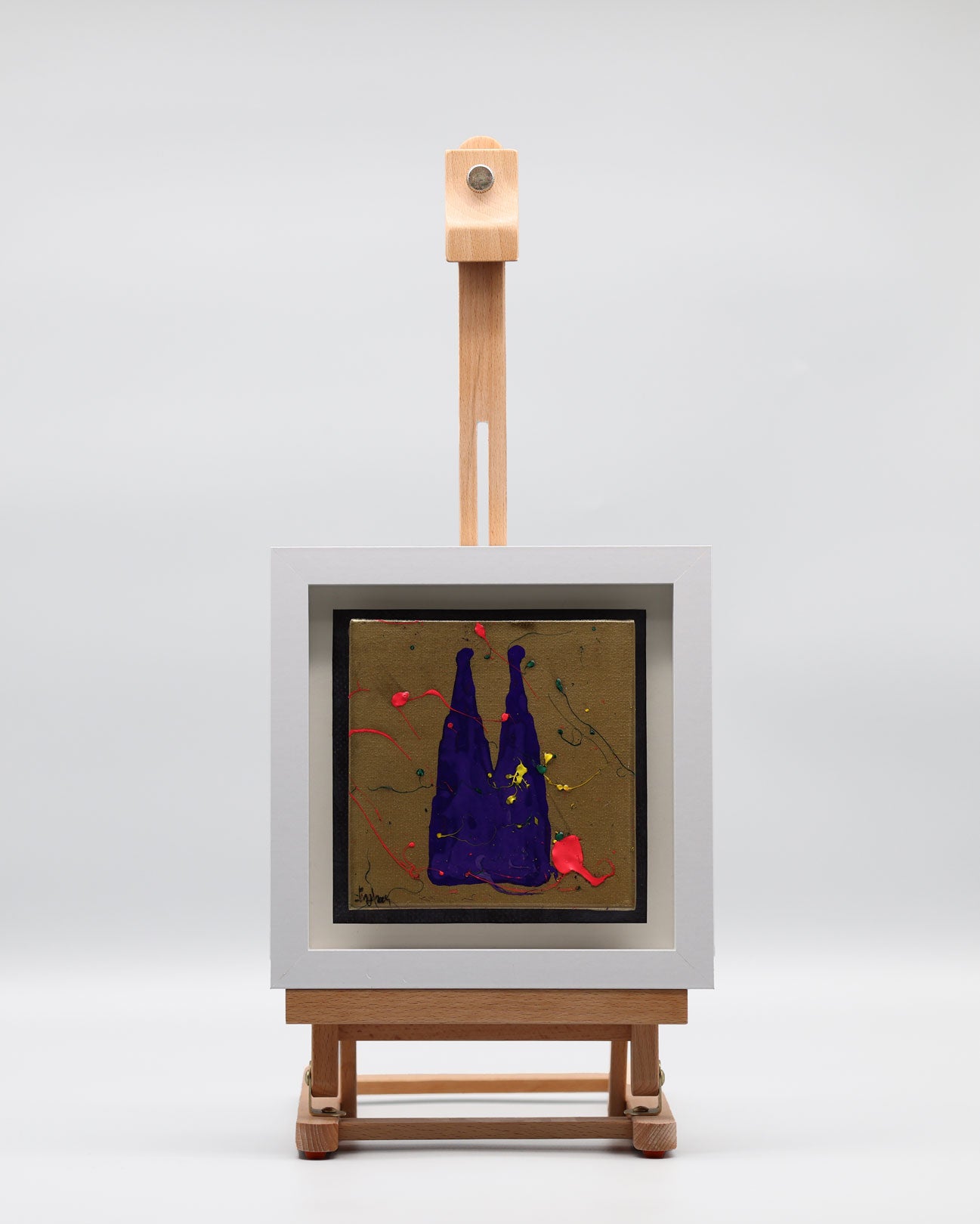 Acrylbild Kölner Dom in abstrakter Kunst auf Staffelei präsentiert von Pixel Cafe Cologne