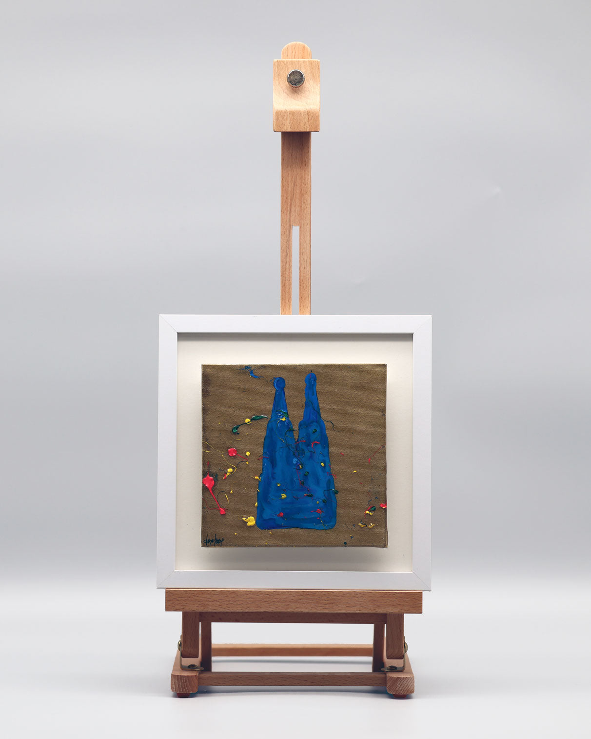 Acrylbild Kölner Dom in abstrakter blauer Darstellung auf Leinwand mit weißem Rahmen präsentiert von Pixel Cafe Cologne