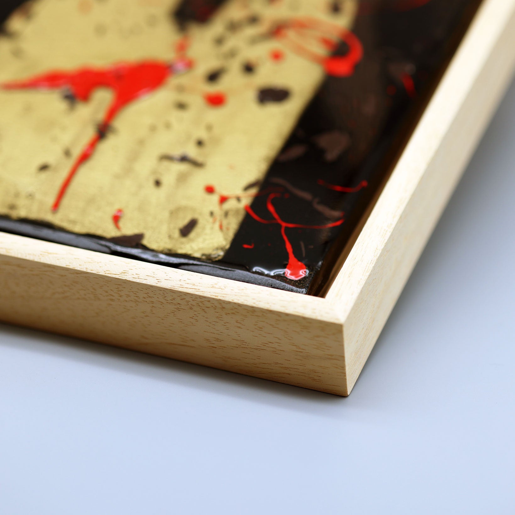 Nahaufnahme eines Acrylbildes mit Holzrahmen von Pixel Cafe Cologne Kölner Dom Acrylbild kaufen