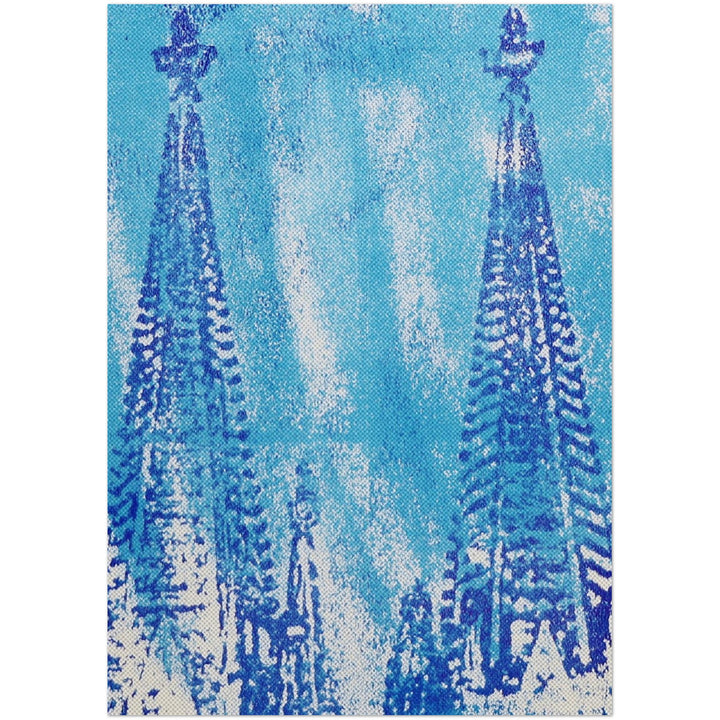 Köln Domspitzen Postkarte von Pixel Cafe Cologne mit blauem künstlerischem Druck der Domtürme