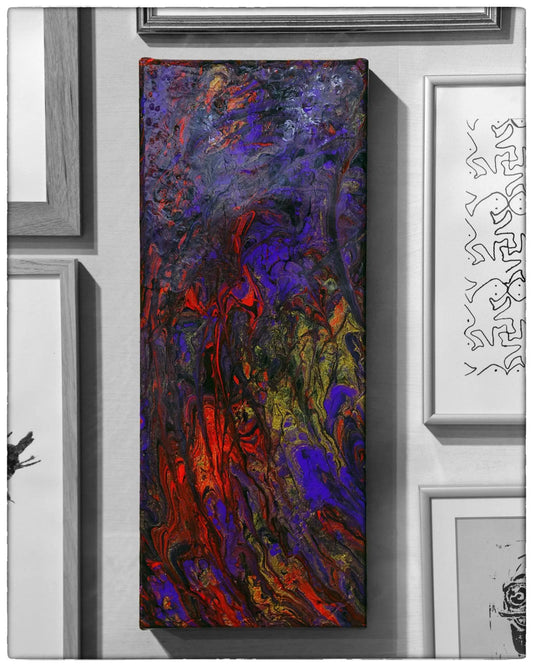 Acryl Pouring Bild auf Leinwand | Abstrakt - Pixel Cafe Cologne Abstrakt, Acryl Pouring, Acrylbild, Acrylmalerei, Blau, Gold, Kunst, Leinwand, Lila, Painting, Pouring, Rot