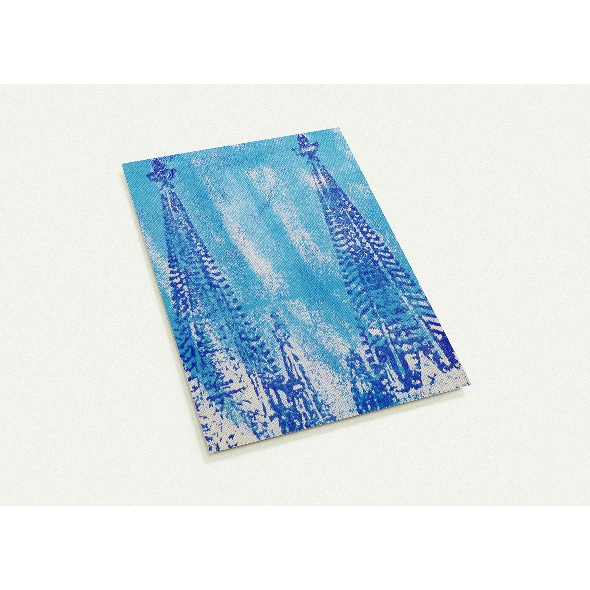 Köln Domspitzen Postkarte von Pixel Cafe Cologne mit blauem künstlerischem Domspitzen-Motiv