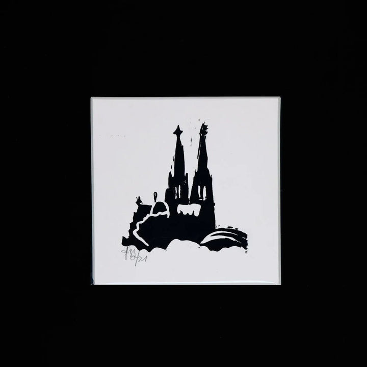 Kölner Dom | Mini-Linoldruck auf Karton III - Pixel Cafe Cologne Art, Cologne Cathedral, Geschenk, Geschenkartikel, Geschenkidee, Handgemacht, Kunst, Kunst aus Köln, Köln, Kölner Dom, Kölsch, LiebeDeineStadt, Linolstich, Malerei, Pop Art, Unikat