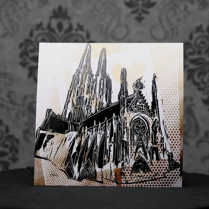 Kölner Dom PopArt | Linoldruck auf Karton - Pixel Cafe Cologne Art, Cologne Cathedral, Geschenk, Geschenkartikel, Geschenkidee, Handgemacht, Kunst, Kunst aus Köln, Köln, Kölner Dom, Kölsch, LiebeDeineStadt, Linolstich, Malerei, Pop Art, Unikat