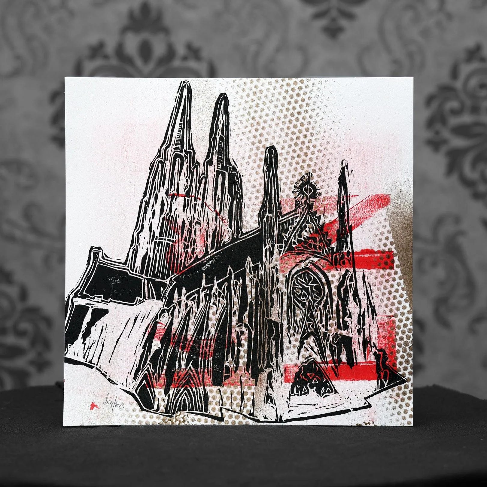 Kölner Dom PopArt | Linoldruck auf Karton VII - Pixel Cafe Cologne Art, Cologne Cathedral, Geschenk, Geschenkartikel, Geschenkidee, Handgemacht, Kunst, Kunst aus Köln, Köln, Kölner Dom, Kölsch, LiebeDeineStadt, Linolstich, Malerei, Pop Art, Unikat