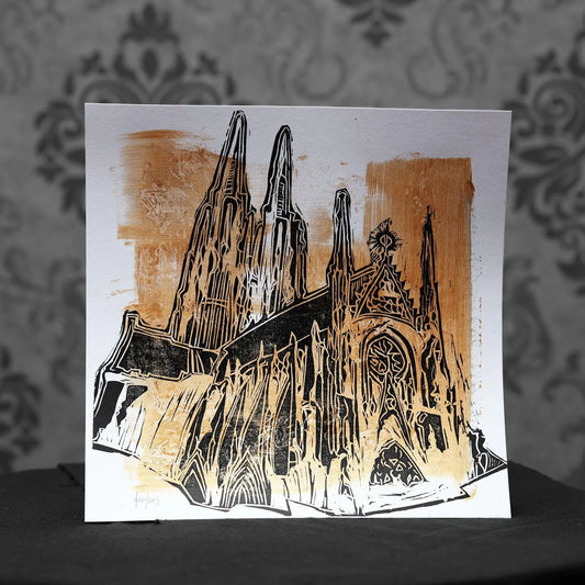 Kölner Dom PopArt | Linoldruck auf Karton X - Pixel Cafe Cologne Art, Cologne Cathedral, Geschenk, Geschenkartikel, Geschenkidee, Handgemacht, Kunst, Kunst aus Köln, Köln, Kölner Dom, Kölsch, LiebeDeineStadt, Linolstich, Malerei, Pop Art, Unikat