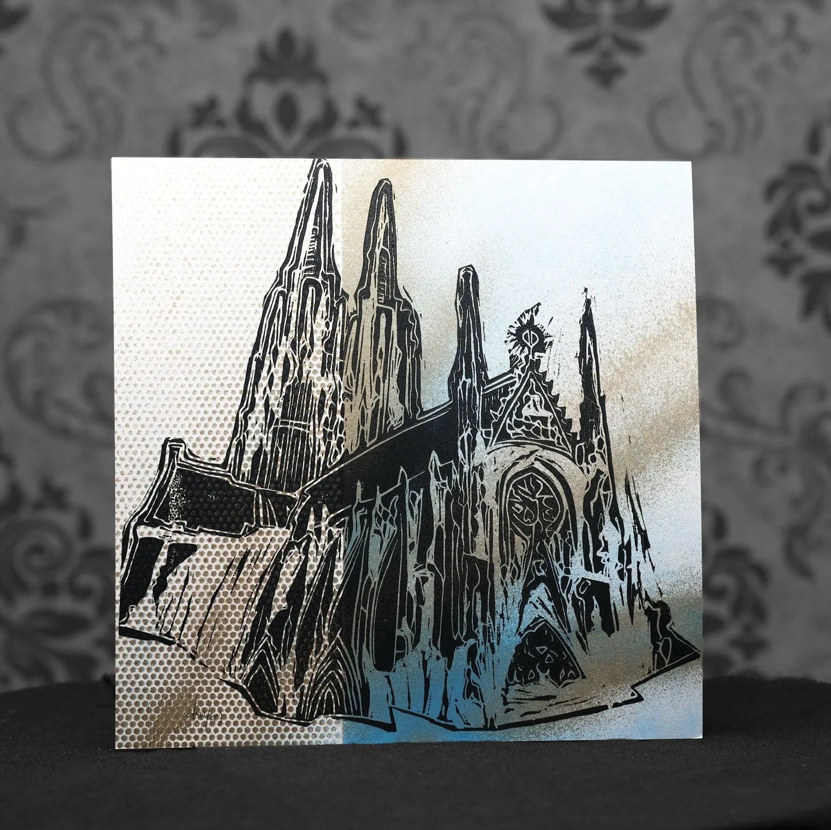 Kölner Dom PopArt | Linoldruck auf Karton XII - Pixel Cafe Cologne Art, Cologne Cathedral, Geschenk, Geschenkartikel, Geschenkidee, Handgemacht, Kunst, Kunst aus Köln, Köln, Kölner Dom, Kölsch, LiebeDeineStadt, Linolstich, Malerei, Pop Art, Unikat