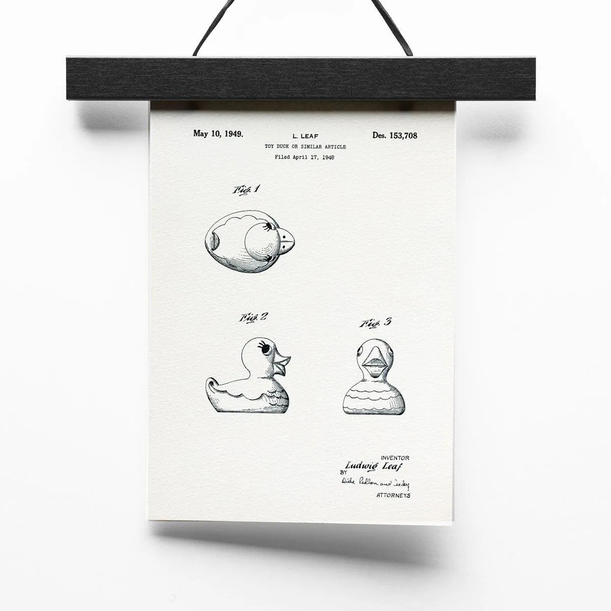 Quitscheentchen | Patent aus 1949 - Pixel Cafe Cologne 1949, Aquarellmalerei, Badeente, Badewannenente, Duck, Kunstdruck, Patent, Quietscheentchen, Spielzeug, Technische Zeichnung, Toy Duck