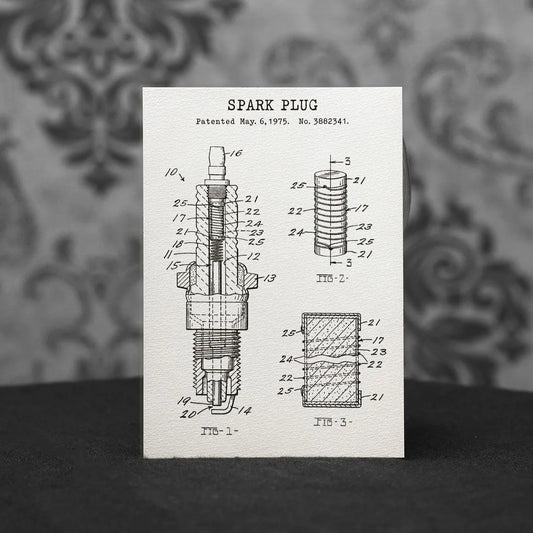 Zündkerze | Patent aus 1975 - Pixel Cafe Cologne 1975, Kunstdruck, Patent, Spark Plug, Technische Zeichnung, Zündkerze